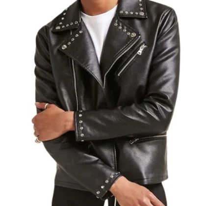 Carisma Black Studded Biker Leather Jacket