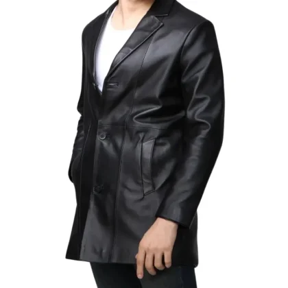 Espiritu Black Leather Coat