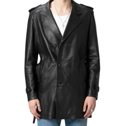 Mistico Black Leather Coat