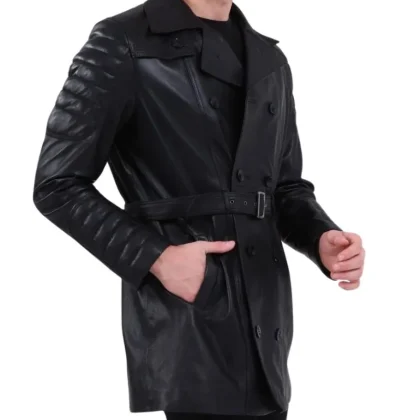 Ares Black Leather Coat