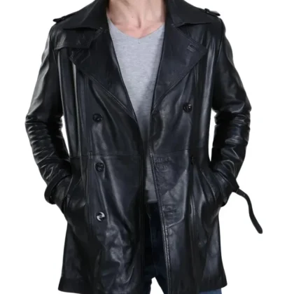 Gladiador Black Leather Coat