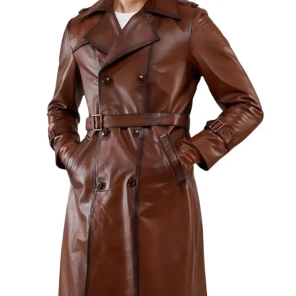 Astro Tan Leather Trench Coat