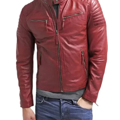 Lupo Red Leather Biker Jacket