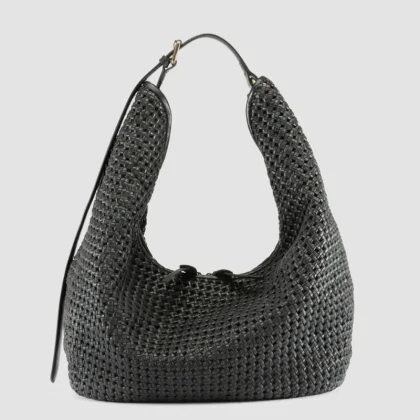 VICKY 002 - Black Leather Shoulder Bag