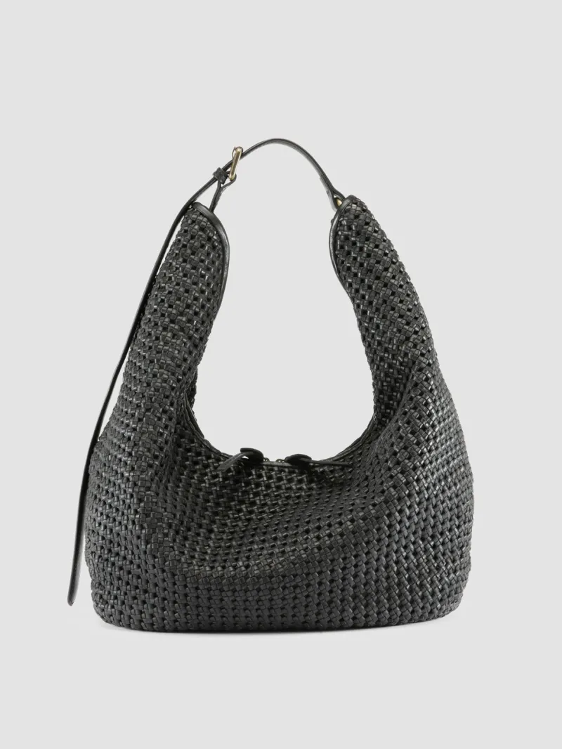VICKY 002 - Black Leather Shoulder Bag