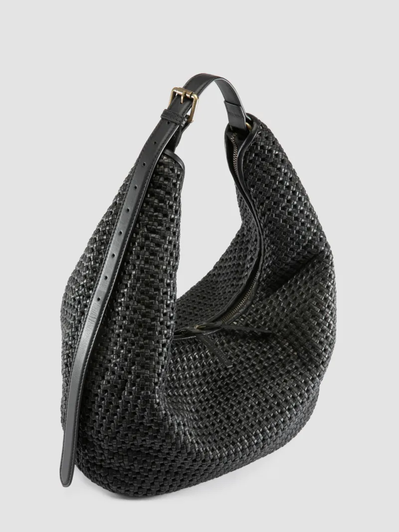 VICKY 002 - Black Leather Shoulder Bag - Image 2