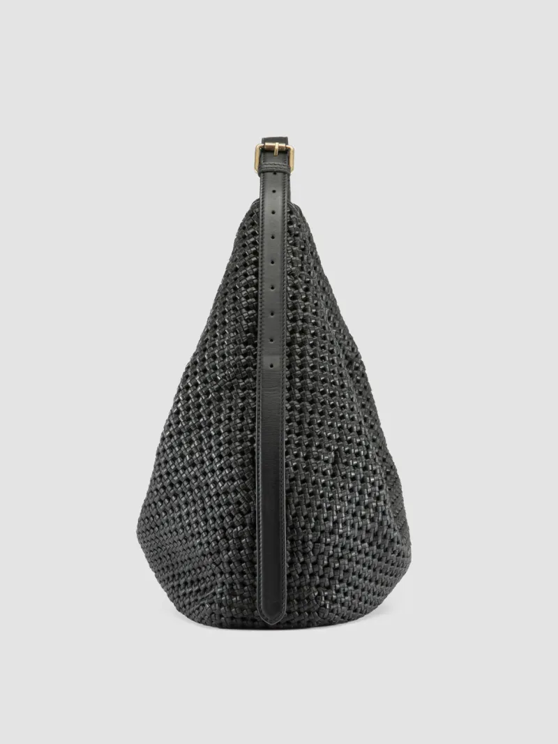 VICKY 002 - Black Leather Shoulder Bag - Image 3