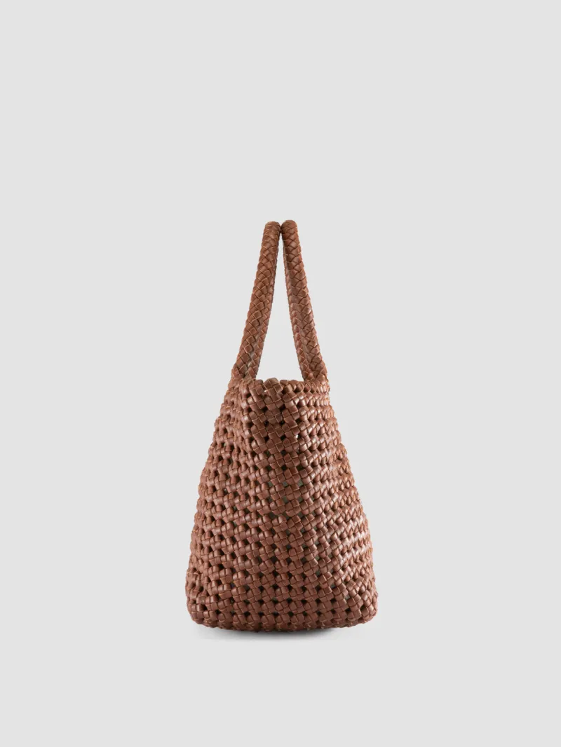 VICKY 001 - Brown Leather Handle Bag - Image 3