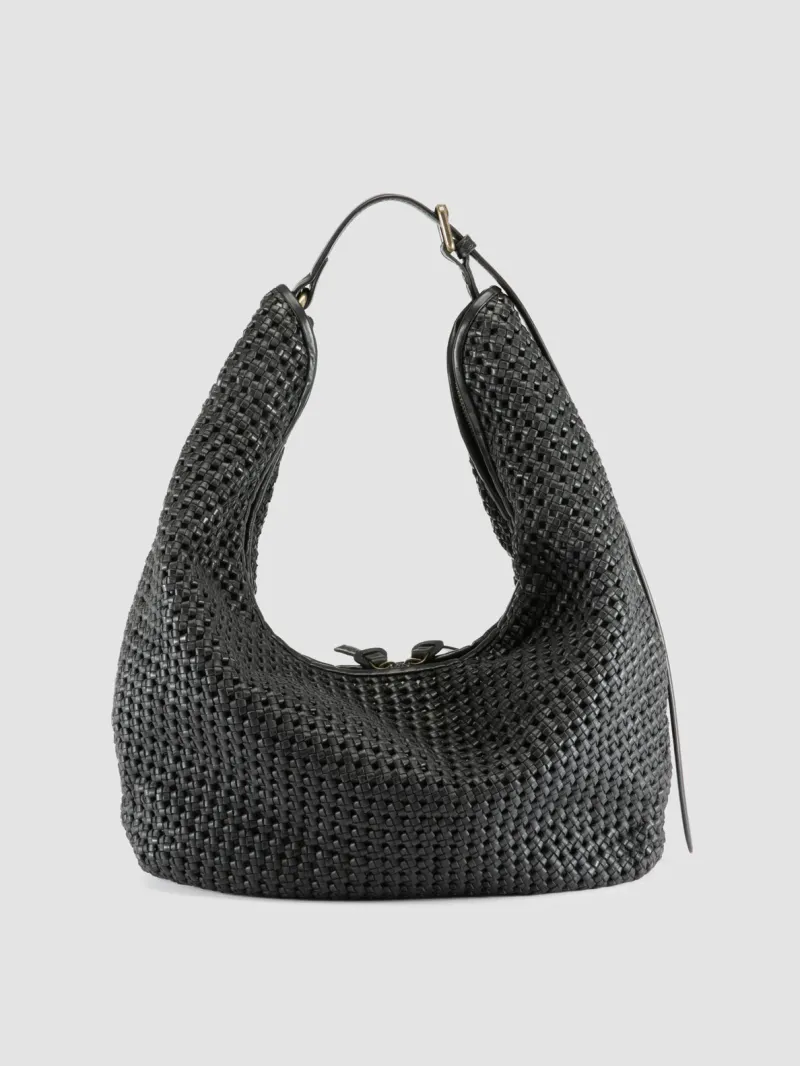 VICKY 002 - Black Leather Shoulder Bag - Image 4