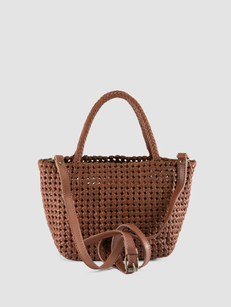 VICKY 001 - Brown Leather Handle Bag - Image 4