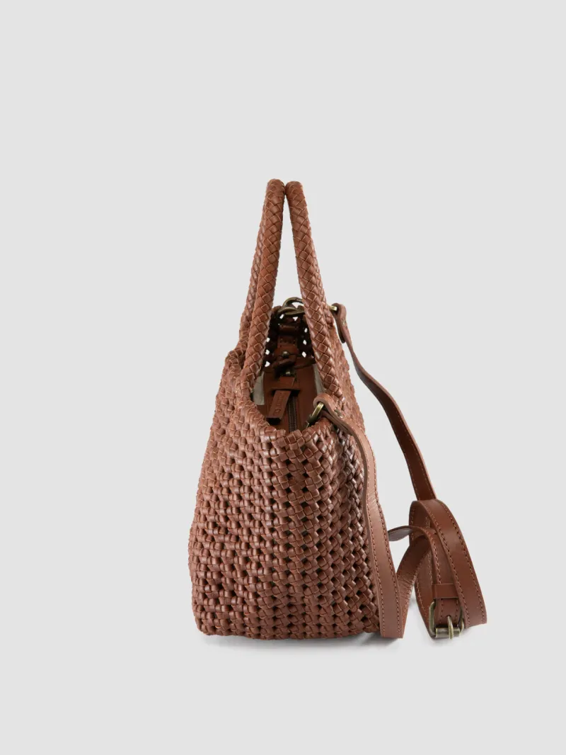 VICKY 001 - Brown Leather Handle Bag - Image 5