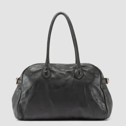 JULIE 019 - Black Leather Handle Bag