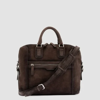 JULES 007 - Brown Suede Briefcase