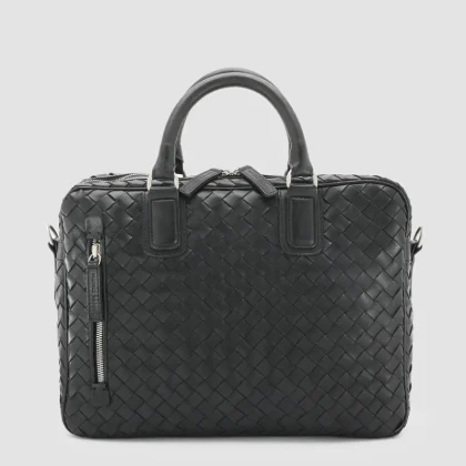 ARMOR 011 - Black Woven Woven Leather Bag
