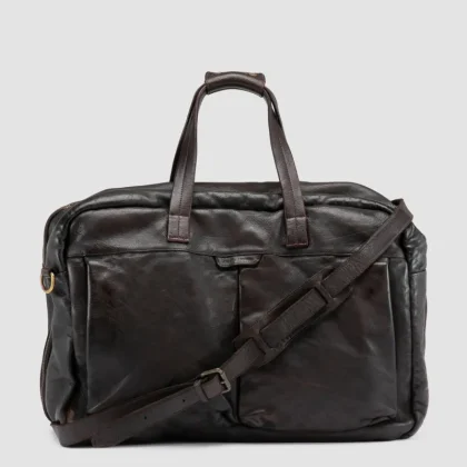 HELMET 056 - Brown Leather Travel Bag