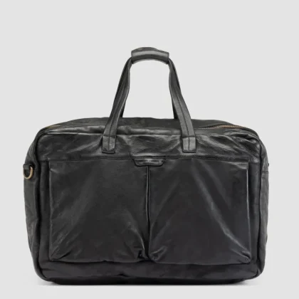 HELMET 056 - Black Leather Travel Bag