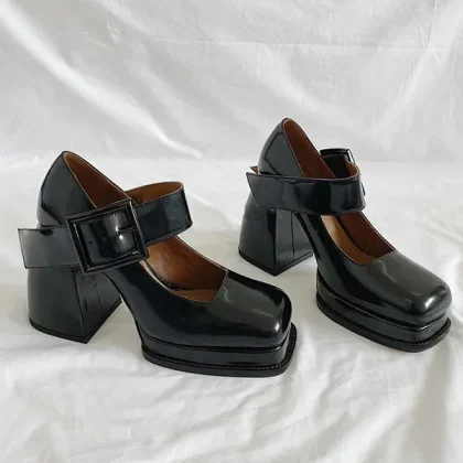 Mary Jane Shoes Women Platform Mid-Heel Dress Shoes